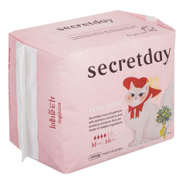 Хлопковые гигиенические прокладки М  | SECRETDAY PURE LOVE 16шт 