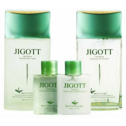 Мужской набор уход за лицом Зеленый Чай (тонер, эмульсия) |Jigott Well-Being Green Tea Homme Skin Care 2Set  