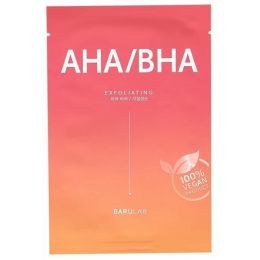 Маска тканевая веганская отшелушивающая с кислотами | Barulab The Clean Vegan AHA/BHA Mask 23G